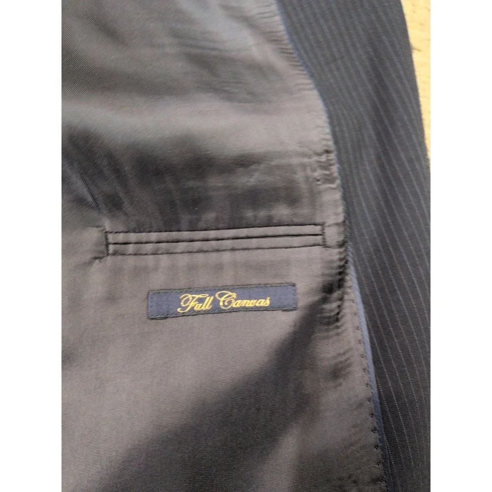 Brooks Brothers Fitzgerald BrooksCool Navy Pinstripe Full Canvas‎ Blazer Jacket